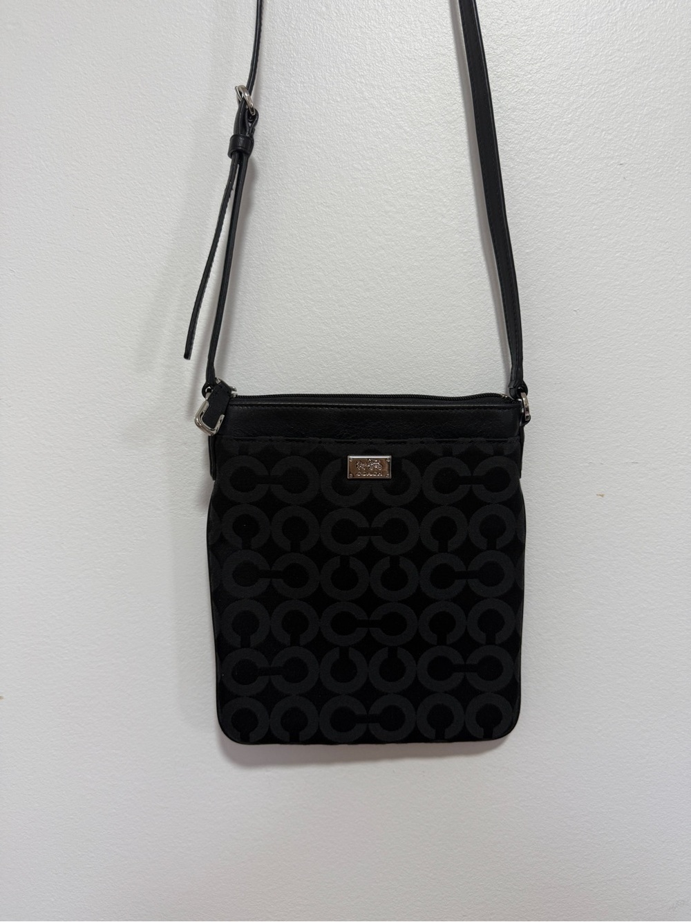Vintage Black Coach Crossbody Purse Signature Pattern